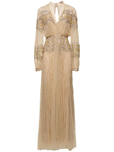 Robe Longue En Tulle Embelli À Col En V - ZUHAIR MURAD - Modalova