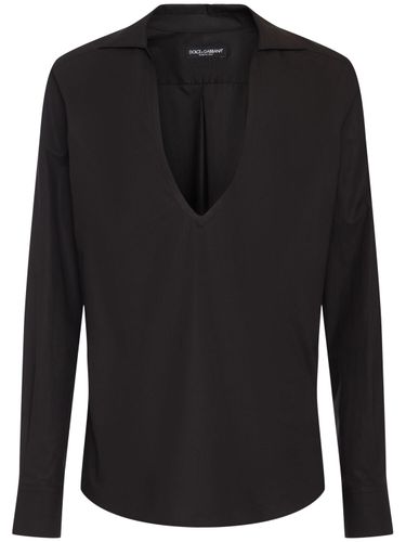 Chemise À Col En V En Coton Mélangé - DOLCE & GABBANA - Modalova