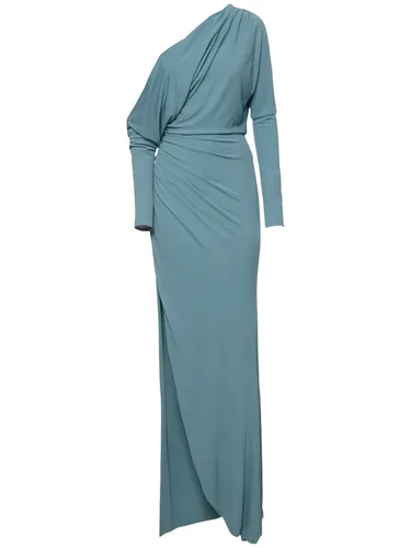 Robe Longue En Jersey Drapé - ELIE SAAB - Modalova