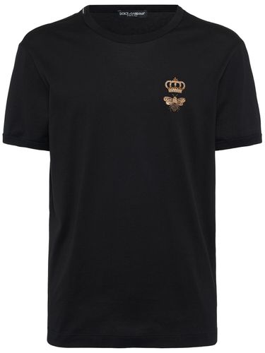 T-shirt En Coton Brodé Bee And Crown - DOLCE & GABBANA - Modalova