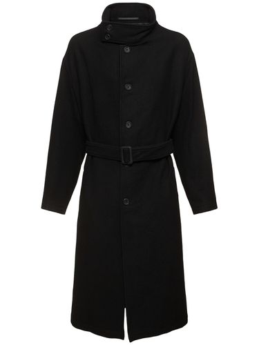 Manteau En Laine Mélangée À Col Montant En J - YOHJI YAMAMOTO - Modalova