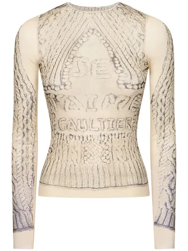 Haut En Mesh Imprimé Pull Je T'aime - JEAN PAUL GAULTIER - Modalova