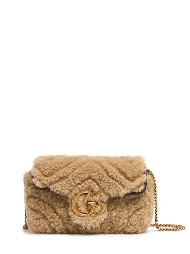 Sac Super Mini En Shearling Gg Marmont - GUCCI - Modalova