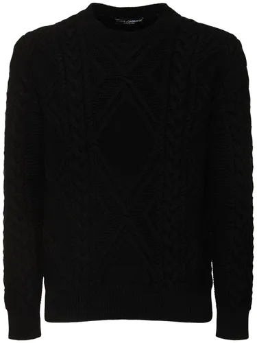 Pull-over À Col Rond En Maille De Laine - DOLCE & GABBANA - Modalova