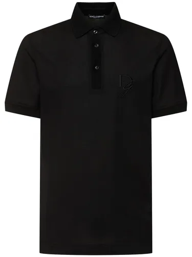 Polo En Coton À Logo Brodé - DOLCE & GABBANA - Modalova