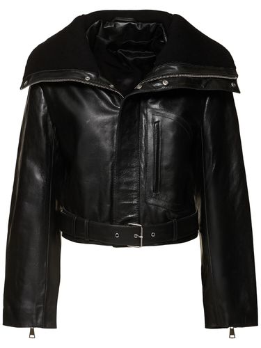 Veste De Motard Courte En Cuir - VICTORIA BECKHAM - Modalova