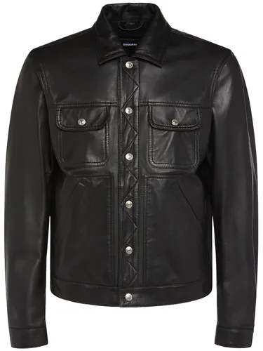 Veste Boxy En Cuir - DSQUARED2 - Modalova