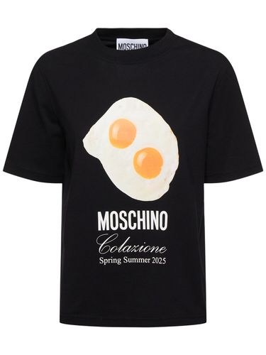 T-shirt En Jersey De Coton Imprimé Logo - MOSCHINO - Modalova