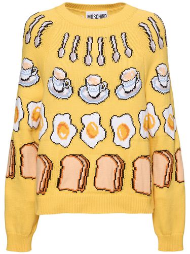 Pull-over En Maille De Coton Mélangé Brodé - MOSCHINO - Modalova