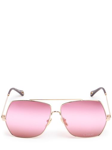 Lunettes De Soleil Carrées En Métal - CHLOÉ - Modalova