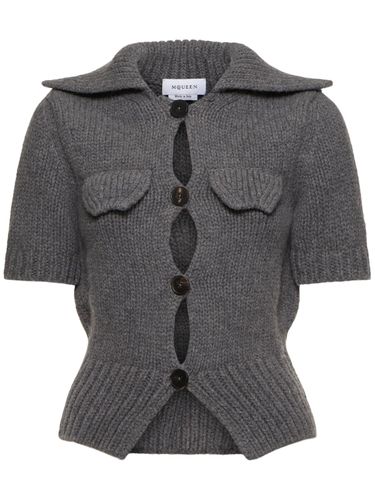 Cardigan En Laine Mélangée À Manches Courtes - ALEXANDER MCQUEEN - Modalova