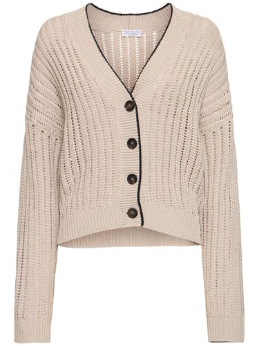 Cardigan En Maille De Coton Ajouré - BRUNELLO CUCINELLI - Modalova