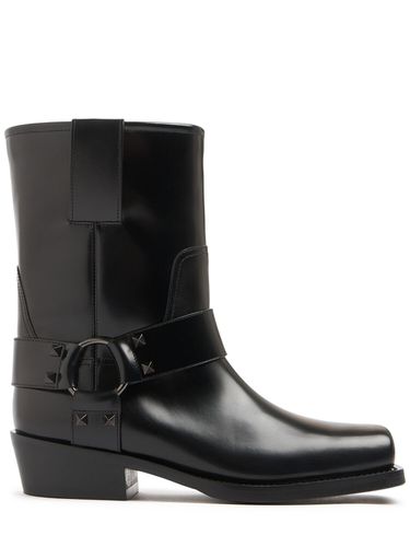 Bottes Biker En Cuir Rockstud 40 Mm - VALENTINO GARAVANI - Modalova