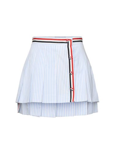 Jupe Courte En Popeline De Coton Plissé - THOM BROWNE - Modalova