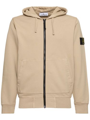 Cotton Zip Hoodie - STONE ISLAND - Modalova