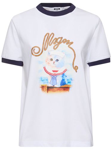 T-shirt En Jersey De Coton À Logo - MSGM - Modalova