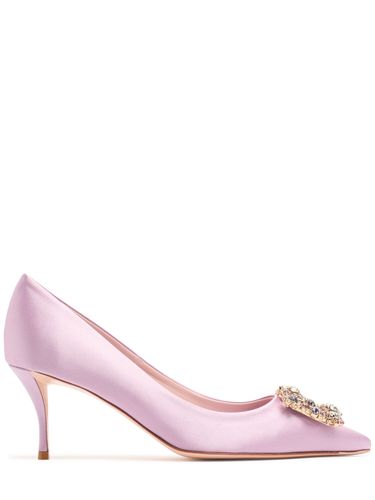 Escarpins En Satin Avec Fleur En Cristaux 65 Mm - ROGER VIVIER - Modalova