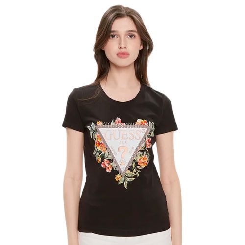 T shirt Guess flowers Femme Noir - Guess - Modalova