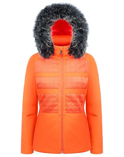Veste de ski hybride stretch fausse fourrure orange - Poivre Blanc - Modalova