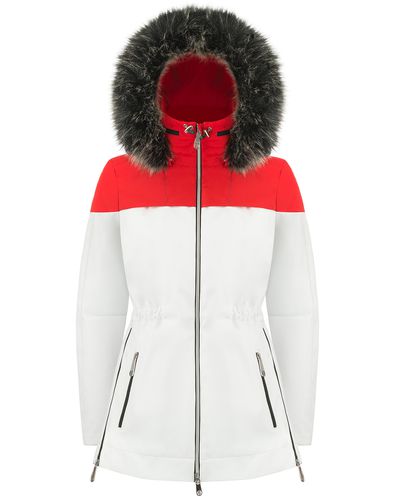 Manteau de ski mi-saison blanc/rouge - Poivre Blanc - Modalova