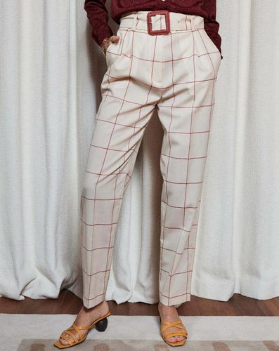 Pantalon de tailleur 100% Laine à carreaux /rouge - Maison Père - Modalova