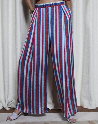 Pantalon large 7/8 à rayures multicolore - Maison Père - Modalova