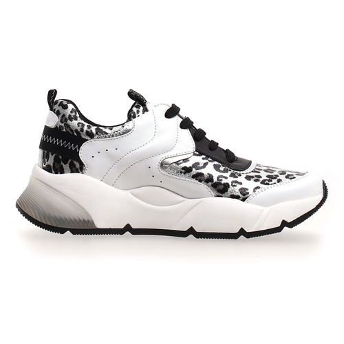 Sneakers en Cuir & Textile Jennie blanc/noir - Talon 4 cm - Voile Blanche - Modalova