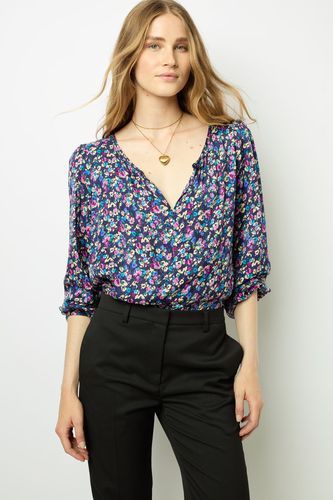 Blouse fleurs et jacquard - BRITTANIA - GD - Modalova