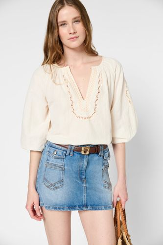 Blouse brodée en coton et lin - ULALI - Gerard Darel - Modalova