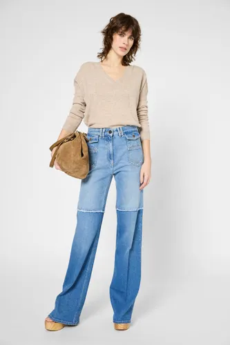 Jean flare bicolore à franges - ANNA - Gerard Darel - Modalova