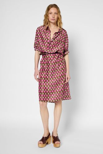 Robe chemise en soie à losanges - PIERRA - Gerard Darel - Modalova