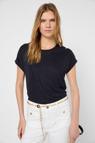T-shirt à boutons dorés en lin - GIGI - Gerard Darel - Modalova
