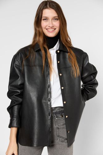 Veste en cuir ample RAJA - Noir - GD - Modalova