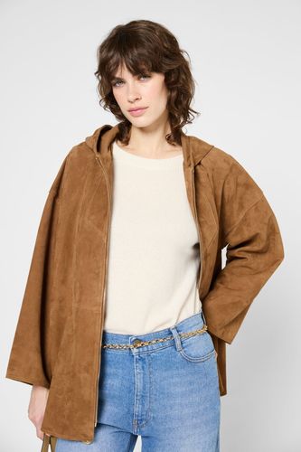 Veste à capuche en cuir velours - ROSELINE - Gerard Darel - Modalova