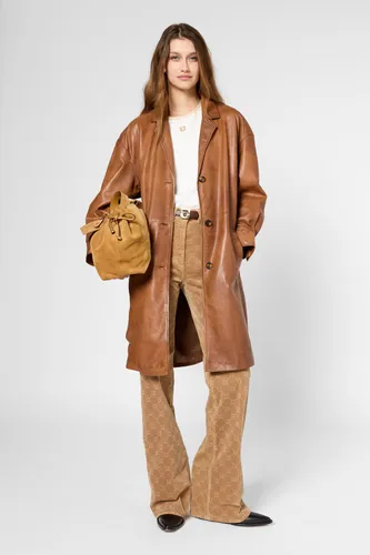 Veste longue en cuir vieilli - ROSABELLE - Gerard Darel - Modalova