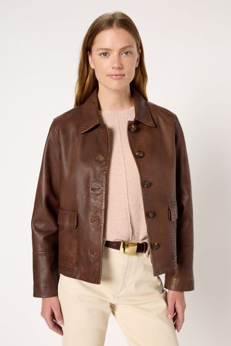 Veste droite en cuir vieilli - NAIMA - Gerard Darel - Modalova