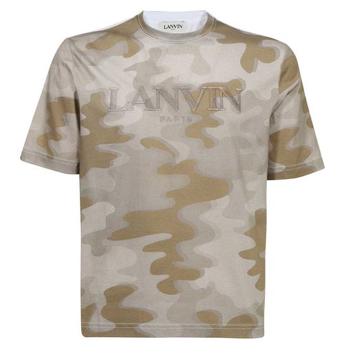 Lanvin Mens Camo T-shirt Beige L - Lanvin - Modalova