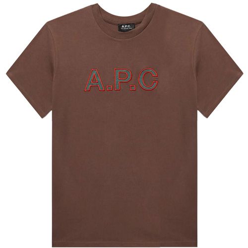 A.P.C Men's Logo T-shirt Brown L - A.p.c - Modalova