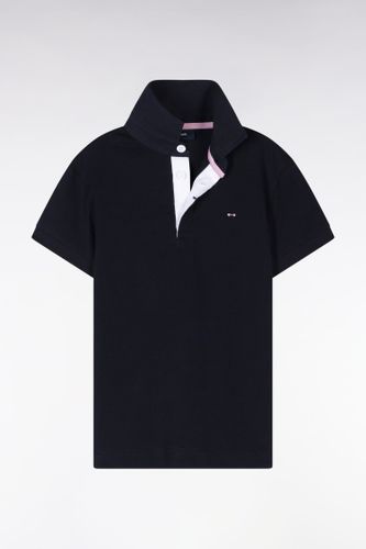 Maillot À Manches Courtes En Coton Marine Dos Brodé Coupe Droite - Eden Park - Modalova