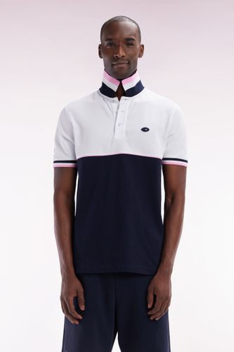Polo À Manches Courtes En Piqué Coton Bicolore Marine Et Blanc Coupe Droite - Eden Park - Modalova