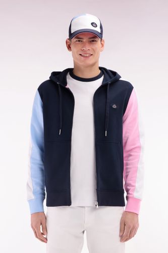 Sweatshirt Zippé En Molleton Coton Colorblock Marine Coupe Droite - Eden Park - Modalova