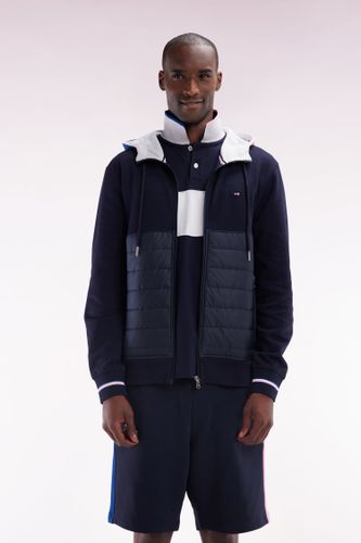 Sweatshirt Zippé Bimatière En Molleton Coton Marine À Parmenture Matelassée Coupe Droite - Eden Park - Modalova