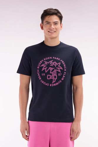 T-shirt En Coton Marine Sérigraphie Palmiers Coupe Décontractée - Eden Park - Modalova