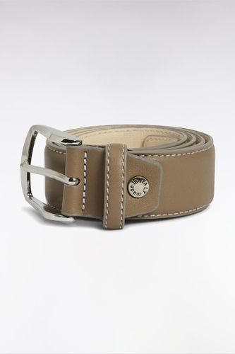 Ceinture En Cuir Lisse Beige Surpiqûres Blanches - Eden Park - Modalova