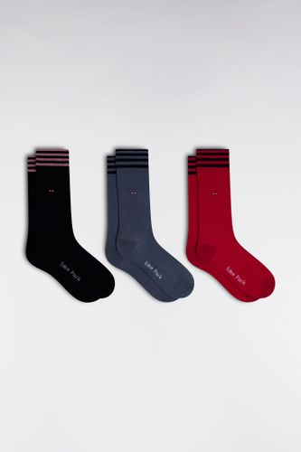 Lot De 3 Paires De Chaussettes Marine Fuchsia Et En Coton Stretch Mélangé - Eden Park - Modalova