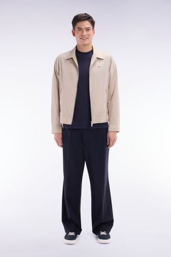 Pantalon À Plis Jambes Larges En Laine Stretch Mélangée Marine - Eden Park - Modalova