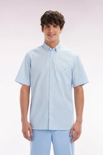 Chemise À Manches Courtes En Coton Rayé Ciel Coupe Droite - Eden Park - Modalova