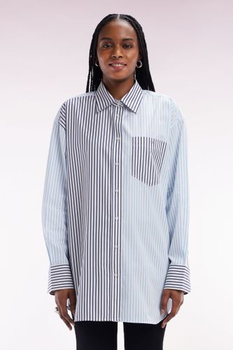 Chemise À Patchwork De Rayures En Coton Coupe Oversized - Eden Park - Modalova