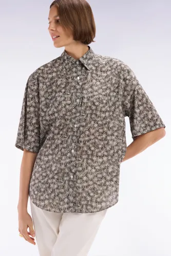 Chemise À Manches Courtes En Coton Imprimé Palmiers Coupe Oversized - Eden Park - Modalova