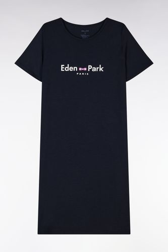 Chemise De Nuit En Modal Stretch Marine Logo - Eden Park - Modalova
